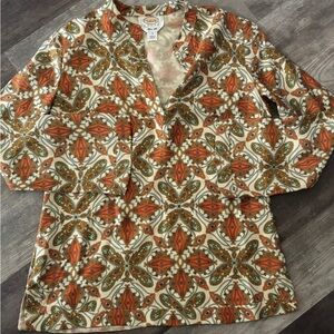 Talbots Paisley Silk Button Down Shirt Top